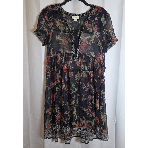 Anthropologie Dresses & Skirts - Maeve Anthropologie Babydoll Dress Womens S Forest Fairy Sheer Romatic V Neck